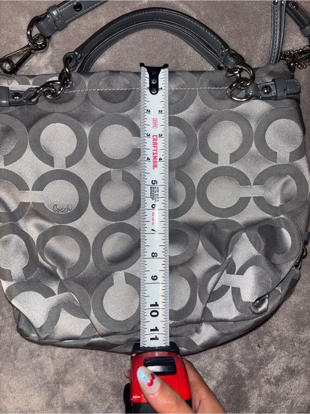 Gray Signature Pattern Shoulder Bag - Picture 9 of 9